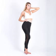 Nuevo producto sexy malla transparente deportes transpirables con bolsillos pantalones de yoga medias mujeres